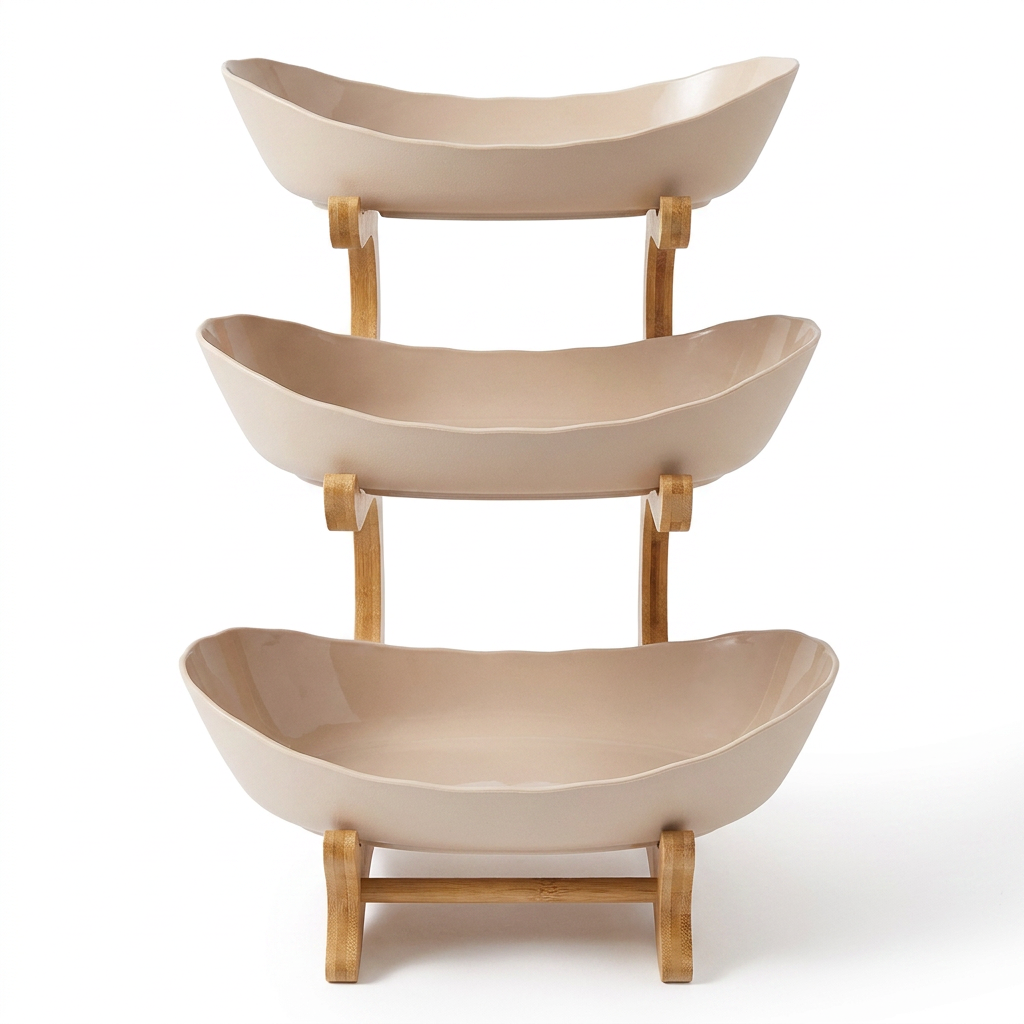 Tiered Fruit Stand | Two Oval Bowls, Curved Open Frame