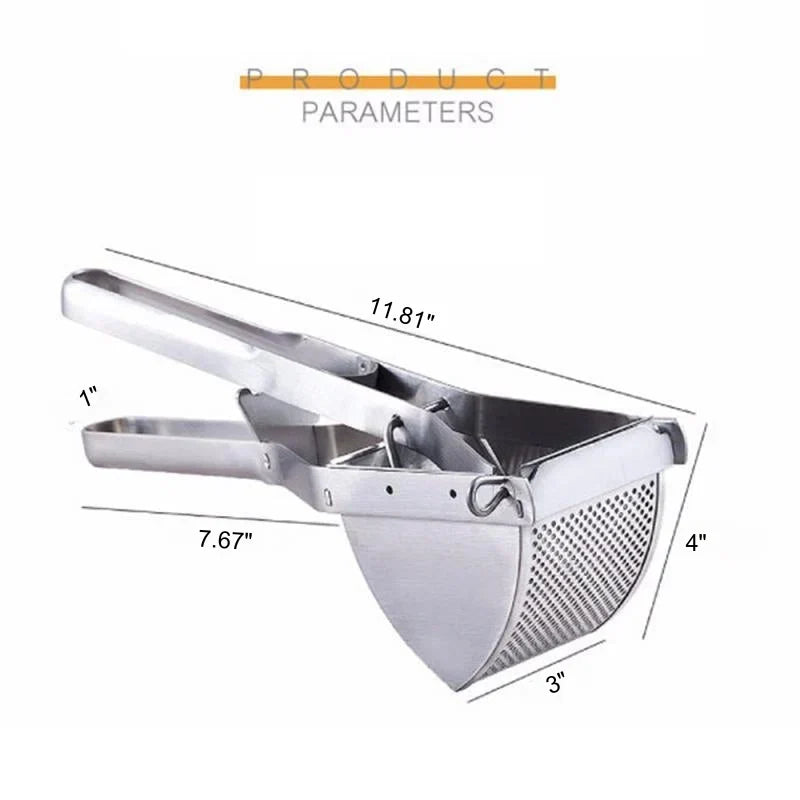 Hand Pressed Ricer | Long Lever Arms, Perforated Bed