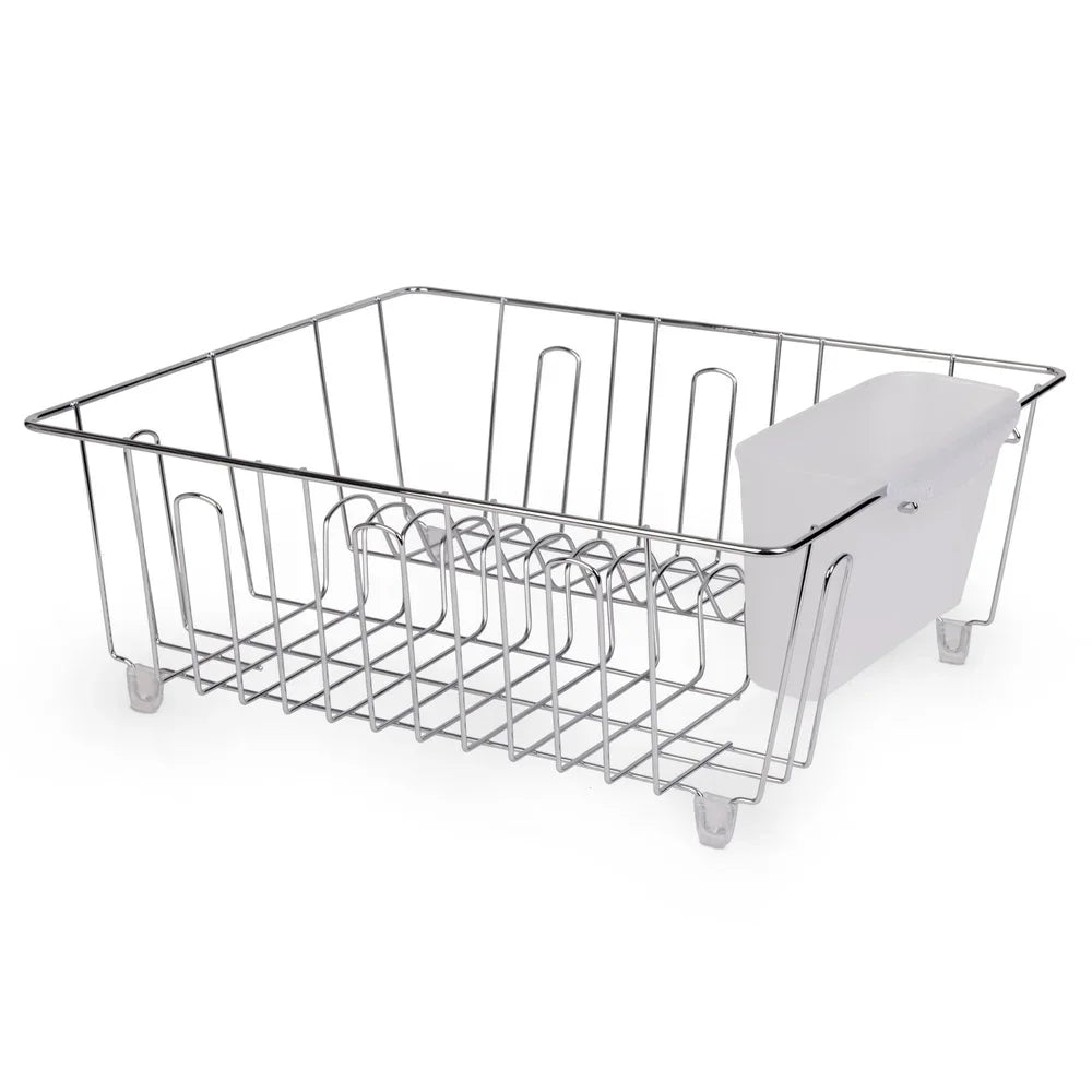 Compact Dish Rack | Wire Frame And Clip-On Cutlery Cup