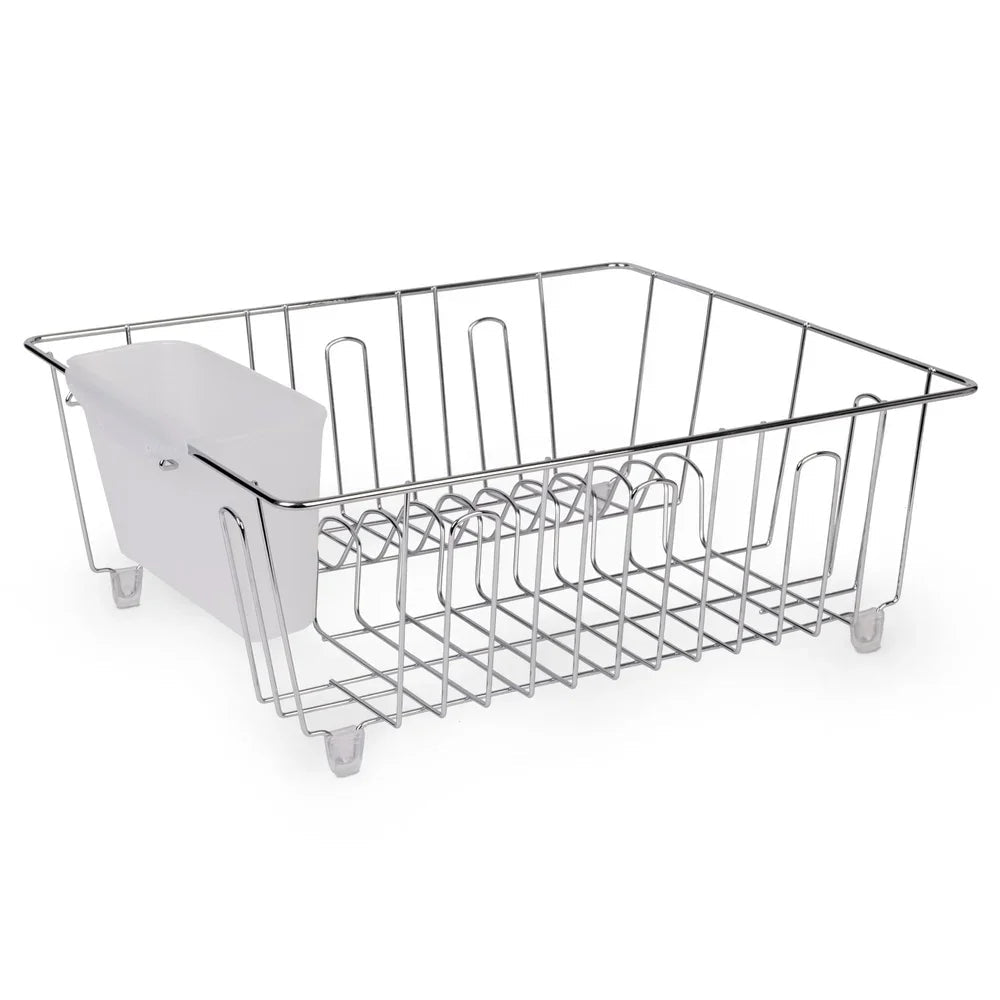Compact Dish Rack | Wire Frame And Clip-On Cutlery Cup