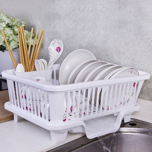 Dish Drying Rack | Slotted Basket, Angled Drain Board
