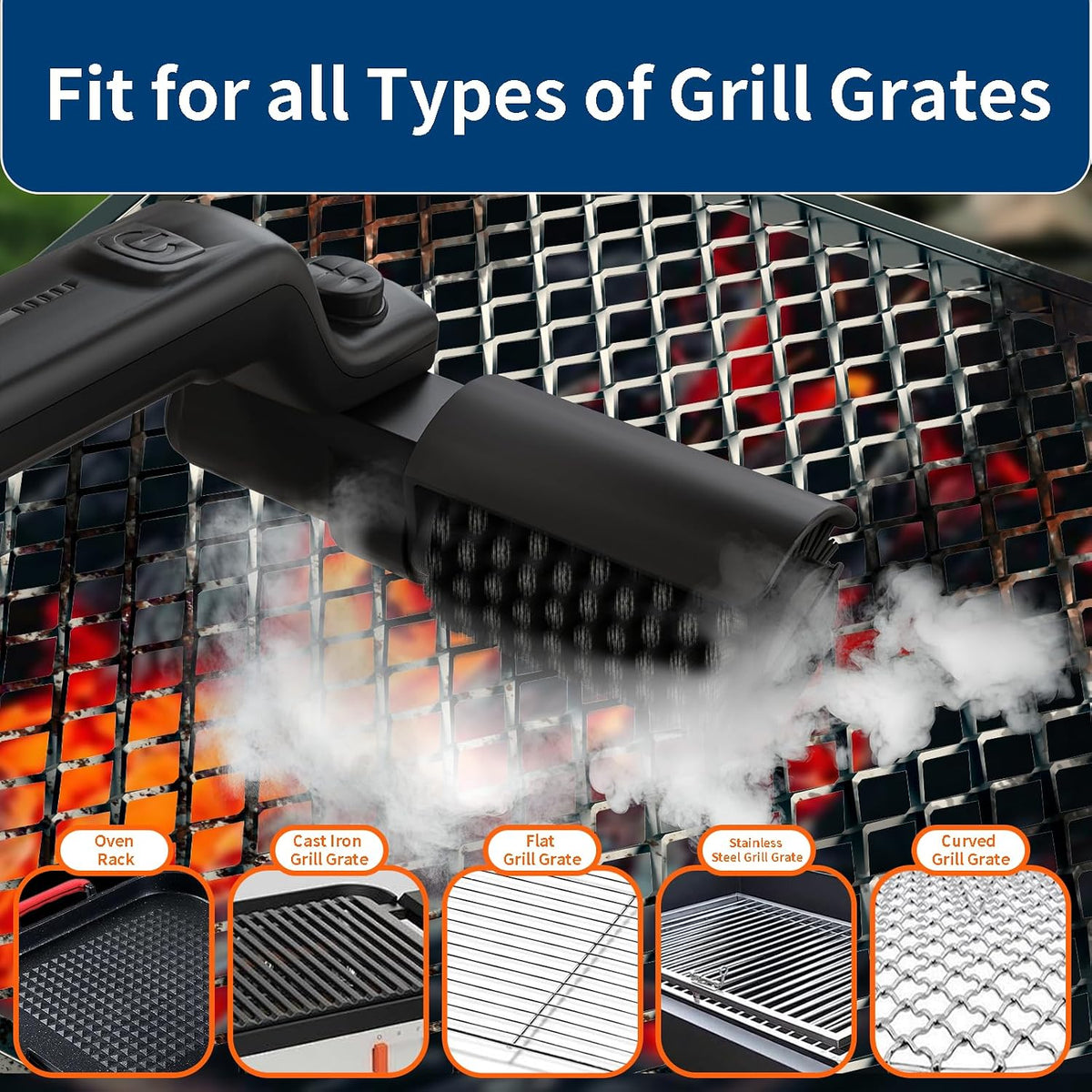 Electric Barbecue Grill Brush | Powered Head, Three Speeds