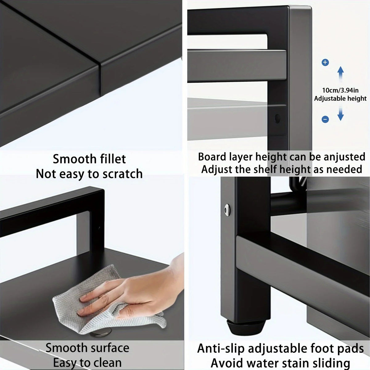 Expandable Microwave Oven Shelf | Six-Hook Storage Rack