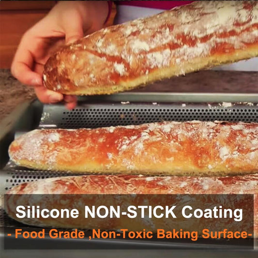 French Bread Pan | Perforated Twin Channel Baguette Tray