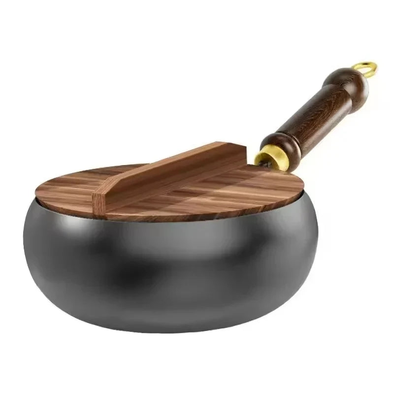 IronPot Pro | Traditional Carbon Steel Wok with Wooden Handle