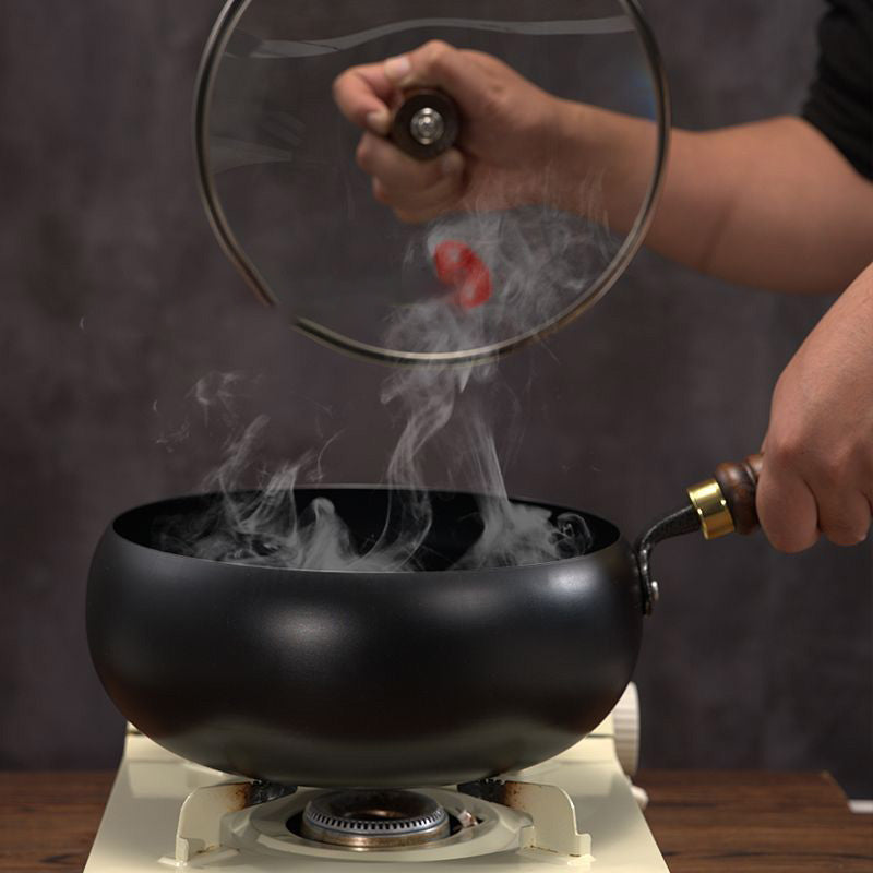 IronPot Pro | Traditional Carbon Steel Wok with Wooden Handle