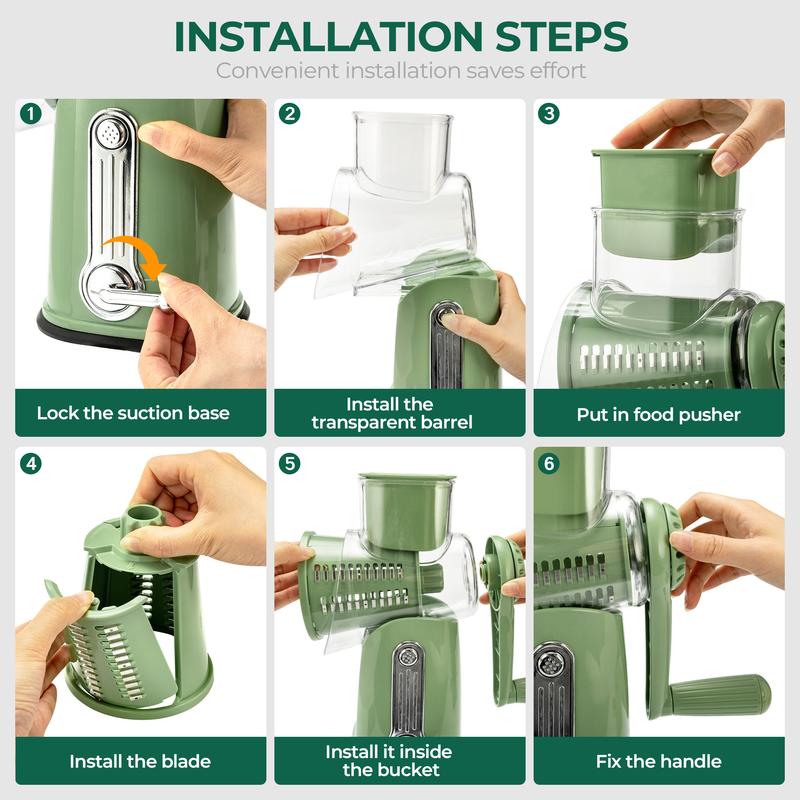 Rotary Grater | Hand Crank Drum Grater With A Suction Base