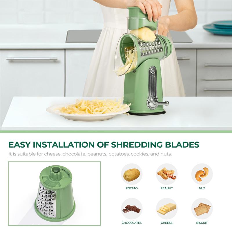 Rotary Grater | Hand Crank Drum Grater With A Suction Base