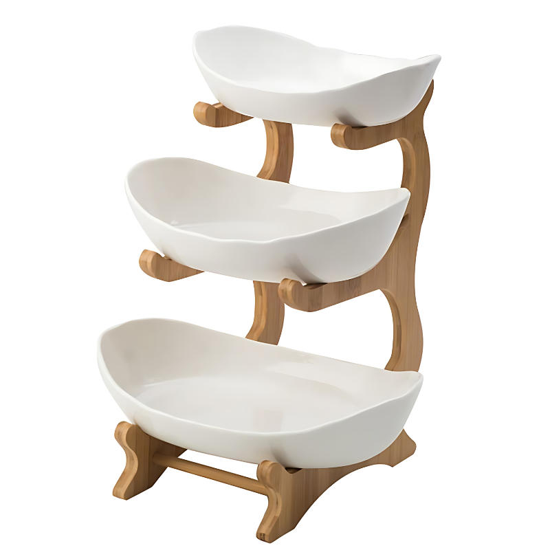 Tiered Fruit Stand | Two Oval Bowls, Curved Open Frame