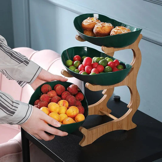 Tiered Fruit Stand | Two Oval Bowls, Curved Open Frame