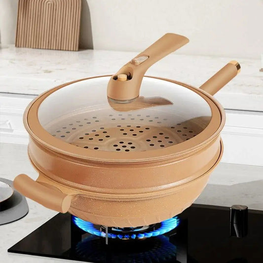 Wok Cooking Pro | Non-Stick Wok with Steamer Basket & Glass Lid
